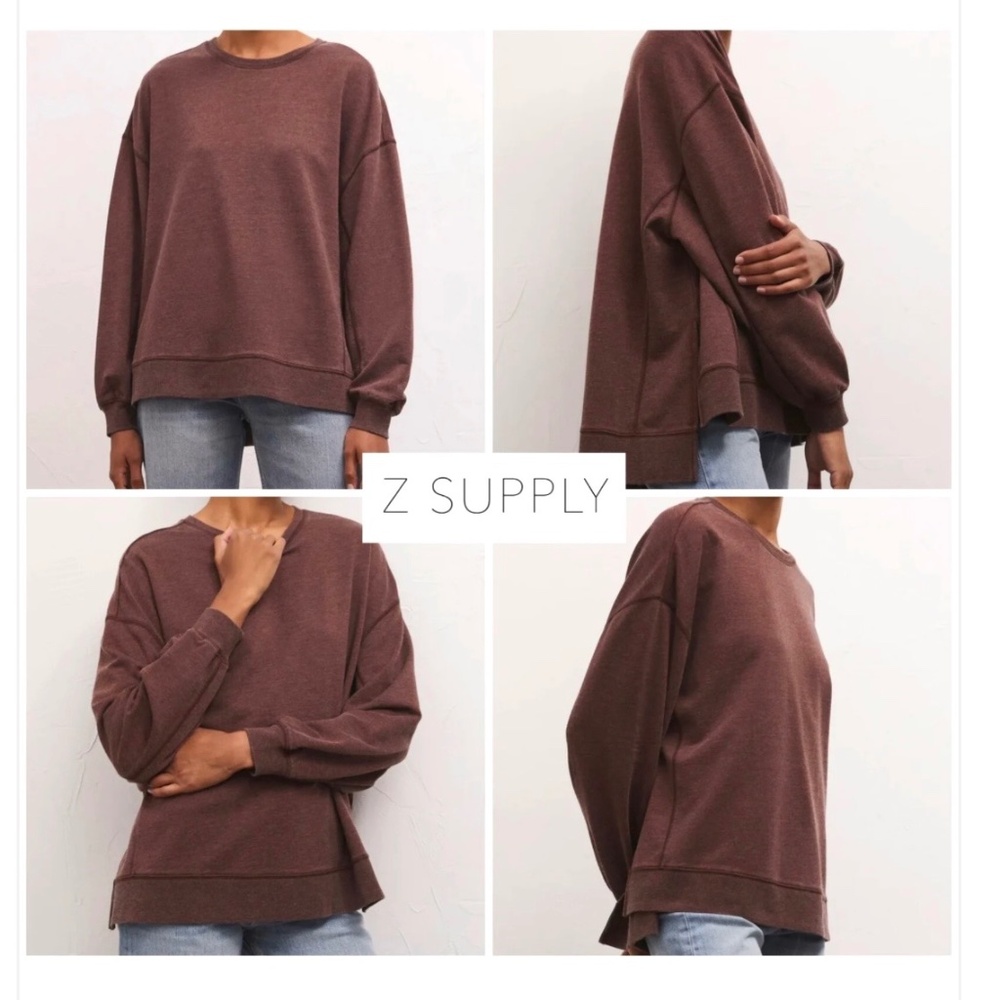 Z Supply Modern Weekender Sweatshirt Dark Truffle Size Small